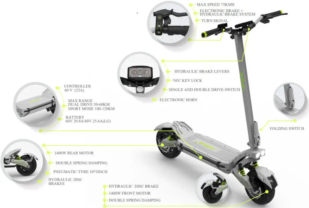 MUKUTA New 10 PLUS Electric Scooter 25.6 AH
